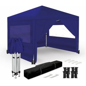 Ulteronixshop-Wasabi - Tonnelle De Jardin Exterieur 3x3m &iquest; 4 Parois Lat&eacute;rales &iquest; 4 Sacs De Sable, C&acirc;bles De Fixation &iquest; Sac De Transport &iquest; Pergola Blanche En Nylon - Neuf