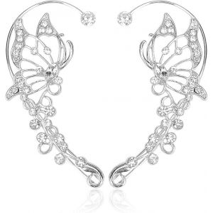 Kalhx-Oreille Elfe,1 Paire Boucles D'oreilles Elfe Femme Argent Manchettes Oreilles Elfes Boucles D'oreilles Clips Oreilles Non Percées Pour Mariage Halloween Cosplay Costume - Neuf