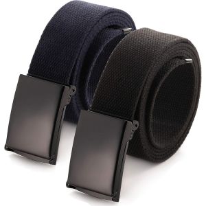 Men's Adjustable Webbing Belt Buckle Military Black Tooth Belt.[E917] - Neuf