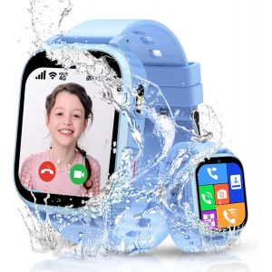 Montre Connect&eacute;e Enfant 4g/Gps/Wifi/Appel Vid&eacute;o, Montre Gps Enfant Avec Chat Familial, Sos, T&eacute;l&eacute;phone Etanche Jeux R&eacute;veil Mode Classe, Ip68, Montre Intelligente Enfants Smartwatch Cadeau Pou[Z1055] - Neuf
