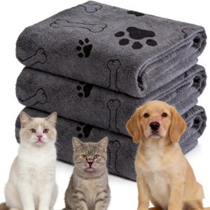 Jgd-3 Pi&egrave;ces Serviette Pour Chien, 60 X 100cm Serviete Chien Super Absorbante Pour Animaux Serviette Chien Doux S&eacute;chage Rapide Microfibre Pour Chats, Chiens Ou Autres Animaux De Compagni, Gris - Neuf