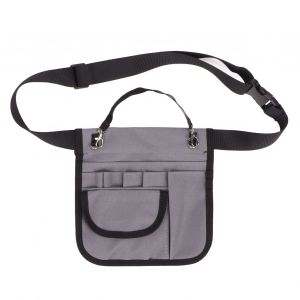 Sac banane d'infirmiere multi-compartiments en tissu Oxford 600D impermeable avec poche pour equipement medical et porte-ruban adhesif, gris - Neuf