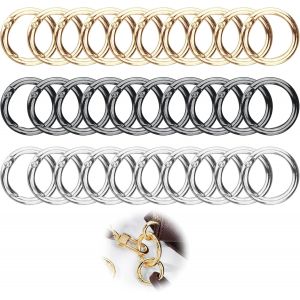 Checarzhn--No1-Ensemble De 30 Mousquetons Ronds 28mm En Alliage De Zinc¿Crochets À Ressort De Haute Qualité Pour Artisanat Et Accessoires De Sac, 3 Couleurs - Neuf