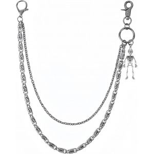 TRAHOO-50cm Squelette Personnalit&eacute; Polyvalent Cha&icirc;ne de Pantalon Punk Chaine Portefeuille Cha&icirc;ne de Jean pour Portefeuille Chainette Porte Cl&eacute; pour Hommes Femmes Hip-Hop - Neuf