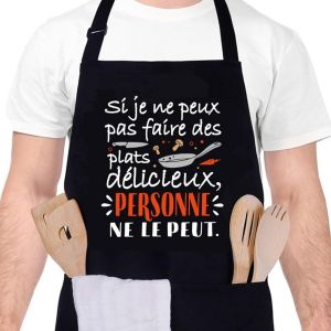 KAL-Tablier De Cuisine Pour Homme, Tabliers De Cuisine Étanche Réglable Tablier Barbecue Avec Poches Idée Cadeau Fête Des Pères - Neuf