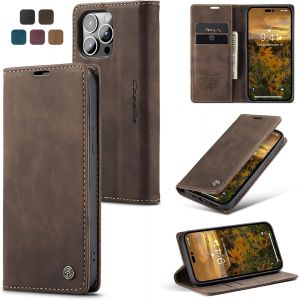 Maa-Coque Iphone 14 Pro, Housse Antichoc En Cuir Pu Premium Fentes Cartes Etui Pochette De Portefeuille Avec Fonction Support Case À Rabat Pour Iphone 14 Pro - Café - Neuf