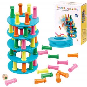 Chenquansarl-Montessori - Jeu De Société En Bois - 48 Pièces - Colonne En Bois Colorée - Jeu De Dés Éducatif - Jeu De Mathématiques À Partir De 3, 4, 5, 6 Ans - Jeu De Motricité Fine Et De Comptage - - Neuf