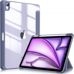 Coque pour iPad Air 11 Pouces M3/M2 (2025/2024), iPad Air 5/4 10.9 Pouces (2022/2020) - [Rangement de Stylet] Housse Transparente Claire Etui Antichoc Veille/R&eacute;veil Auto, Gris Lavande - Neuf