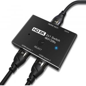 MEVRONISSHOP-CableDeconn HDMI Ultra HD 8K HDMI 2.1 Haute Vitesse 48 Gbit/s Commutateur directionnel Seulement 5,1 cm 1out 8K @ 60 Hz 4K @ 120 Hz Convertisseur R&eacute;partiteur Compatible avec Les moniteur - Neuf