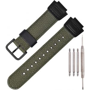 Kal-Bracelet De Montre De Rechange En Cuir Nylon Compatible Avec Casio 16 Mm Series Dw5900 5600 6900 Mcw100 Awgm100 Ga100 110 Gls-100 - Neuf
