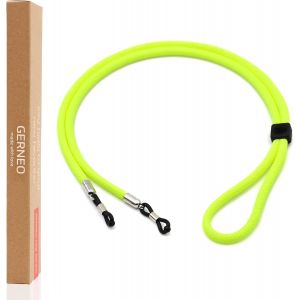 Florence -Cordon De Lunettes De Qualité Supérieure Pour Lunettes De Lecture Avec Supports Argentés - Différentes Couleurs - Réglable Avec Câble Et Logo, Jaune Néon, Taille Unique - Neuf