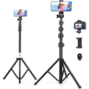 Lbgwp60-Trépied Smartphone En Aluminium 172cm, Extensible Selfie Stick Trepied Avec Télécommande Sans Fil Et Support Pour Téléphone Portable, Compatible Avec Iphone 14 13 12 11 Pro Xs Xr, Caméra - Neuf