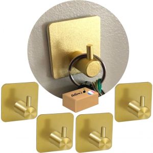 Crochet Adhésif Mural Dore Accroche Serviette Salle De Bain WC Porte Serviette Patere Adhésive Cuisine Porte Torchon Auto-adhésif Puissant Support Autocollant Attache Sans Percer (Or Gold) - Neuf