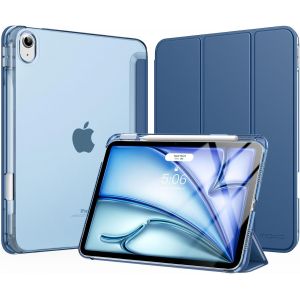 Ersan-Coque Pour Ipad Air 11 Pouces M3/M2 2025/2024, Ipad Air 5e/4e G¿¿N 10,9 Pouces Coque 2022/2020 Avec Porte-Stylet, Mince L¿¿G¿¿Re ¿¿ Trois Volets Avec Pc Arri¿¿Re Translucide Robuste, Bleu Marin - Neuf
