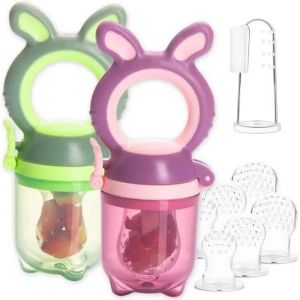 T&eacute;tine D'alimentation Pour B&eacute;b&eacute; - Bestekhk - 2pcs + 6 T&eacute;tines En Silicone M&eacute;dical - T&eacute;tine &Agrave; Fruit Grignoteuse - Neuf