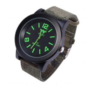 Montres A Quartz Analogiques Tendance Avec Cadran En Verre Et Bracelet Camouflage (Vert) - Neuf