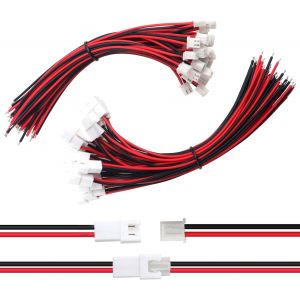 30 Paires JST 2.54 XH 2 Pin Connecteur,JST XH 2.54 mm 2 Broches Connecteur M&acirc;le et Femelle avec C&acirc;ble Fil &Eacute;lectrique 150mm 22AWG (Noir Rouge) - Neuf