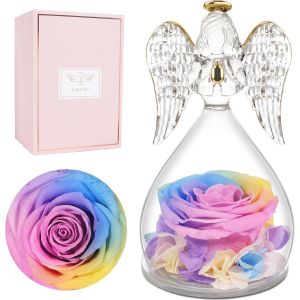 Rose Eternelle Cadeau Femme, Fleur Eternelle Cadeau Anniversaire Femme Mariage, Rose &Eacute;ternelle Guardian Ange Figurine Cadeaux Maman Mamie Belle Mere, Cadeaux Noel Saint Valentin Fete des Meres - Neuf