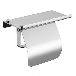 Porte-Papier Toilette Mural avec Etagère de Téléphone 304 Acier Inoxydable Porte Rouleau Papier Toilette avec Plateforme de Rangement derouleur Papier Toilette pour Salle de Bain,Argent - Neuf