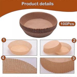 100Pcs Air Fryer Parchment Paper Liners Antiadhésif Jetable Air Fryer Liners Panier Non perforé R - Neuf