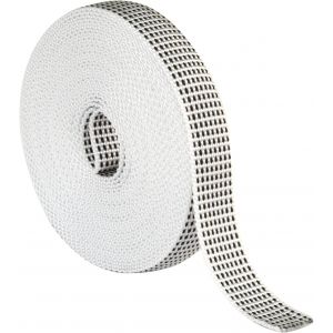 KAL-- Courroie Pour Enrouleur De Volets Blanches Rayées Noires | Courroie Rigide Au Toucher Doux | Résistante Aux Rayons Uv Et À L`Abrasion | 18 Mm X 6 M - Neuf