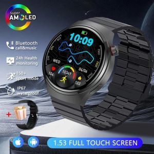 Montre De Sport De Plein Air 4 Pro Sant&eacute; Montre Intelligente Hommes 360*360 Amoled Hd &Eacute;cran Gps Tracker Bt Appel Sang Oxyg&egrave;ne Sport Smartwatch Homme.Gris. - Neuf