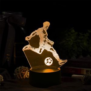 Veilleuse 3d Football, Lampe Football, Veilleuse 3d Illusion Led, 16 Couleurs Veilleuse St&eacute;r&eacute;oscopique Visuelle &Agrave; Gradation, Cadeaux Cr&eacute;atifs Pour Enfants Et Fans De Football - Neuf