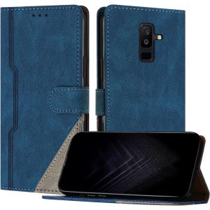 KAL-&Eacute;tui Pour Samsung Galaxy A6 Plus 2018, Housse En Cuir Pu Avec [Protection Antichoc Tpu] [Fonction Support] [Porte-Cartes ] Antichoc Magn&eacute;tique Coque Pour Galaxy A6 Plus 2018 - Bleu - Neuf