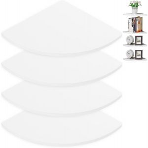 CAUC-&Eacute;tag&egrave;re Murale en Bois Blanc Lot de 4, &Eacute;tag&egrave;res murales d'angle Blanches 26cm, &Eacute;tag&egrave;re d'angle Flottante &Eacute;tag&egrave;res de Meubles Blanche, &Eacute;tag&egrave;re d&iquest;Angle pour Chambre, Salon, Haut-parleurs, Livres - Neuf