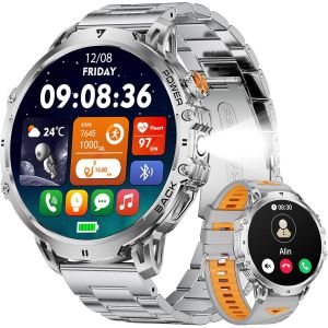 Montre Connect&eacute;e Homme,1.85"" Hd Grand &Eacute;cran/1000 Mah Batterie/Led Lampe Pour Android Ios, Smartwatch Homme Avec Appel Bluetooth, 24/7 Fr&eacute;quence Cardiaque, 100+ Modes Sportifs, Ip68 &Eacute;tanche, Argent - Neuf