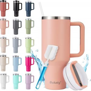 Kalanka-Gobelet Isotherme Avec Paille, 0,9 L, Gobelet Avec Couvercle Et Paille, En Acier Inoxydable, Avec Anse, Grande Tasse &iquest;&iquest; Caf&iquest;&iquest; &iquest;&iquest; Emporter De Voiture, Pour Boissons Chaudes Et Froides, Rose Clair - Neuf