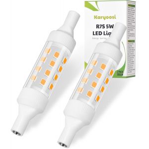 Kal-Ampoule Led R7s 78mm 5w 550lm, Équivalent 60w J78 Lampes Halogènes, Blanc Chaud 3000k, R7s Led 78mm, Éclairage À Faisceau 360 °, Ac 220-240v, Non-Dimmable, Lot De 2 - Neuf