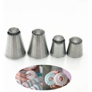 Lot De 4 Grandes Douilles À Pâtisserie Réutilisables En Acier Inoxydable Pour Gâteaux - Neuf