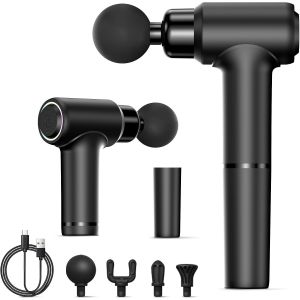 Pistolet De Massage 3200rpm, Pistolet De Massage Musculaire, Masseur De Muscle Avec 4 T&ecirc;tes Et 6 Vitesses, Super Silencieux, Pour La Relaxation Des Epaules, Du Corps, Du Dos - Neuf