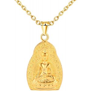 Hommes Femmes Colliers Pendentifs Bouddha En Acier Inoxydable Pendentif Bouddha Or Collier Amulette Pour Jeunes Bijoux Fantaisie D&eacute;coration Adolescent - Neuf