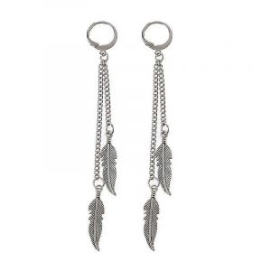 Boucle D'oreille Classique Titane Acier Plume Pendentif Boucles D'oreilles Créoles Pour La Rencontre - Neuf