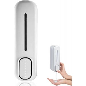 KAL-Distributeur De Savon Mural, Distributeur De Savon De Salle De Bain 300 Ml Distributeur De Savon Manuel Rechargeable Pour Salle De Bain, Cuisine D'Hôtel(Blanc) - Neuf