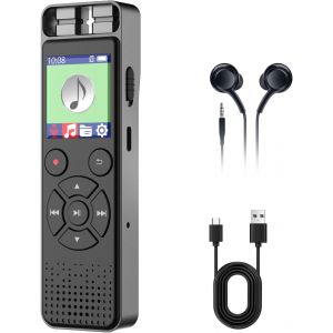 100GB Enregistreur Vocal,Dictaphone avec Lecture et Enregistrement à Commande vocale,Enregistreur Audio avec réduction du Bruit pour Les conférences,Les réunions(écouteurs Inclus).[V148] - Neuf