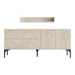 Console en bois "Stella" - 40 x 180 x 55 cm - Travertin - Neuf