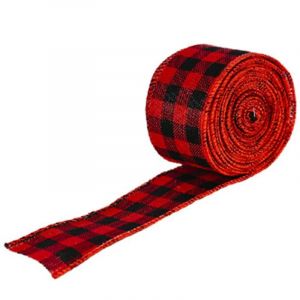 Rubans De No&euml;l Belle D&eacute;coration D'arbre De No&euml;l Ruban Bricolage Emballage Artisanat Pour D&eacute;coration De F&ecirc;te De No&euml;l 600x5cm,Grille Rouge Noir - Neuf