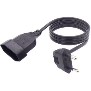 0.3m C&acirc;ble d'extension de Courant europ&eacute;en &agrave; Angle Droit 90 degr&eacute;s,Rallonge C&acirc;ble Euro &Eacute;lectrique Fiche Prise vers Type-C Jack 2 noyaux, 24 brins 0,75 mm&sup2; pour PC, Ordinateur, Moniteur, TV - Neuf