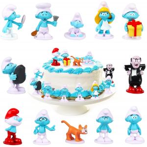 Sansh-12 Pièces Schtroumpfs Figurine, Decoration Gâteau Schtroumpf, Smurfs Cupcake Topper Figures, Smurfs Anniversaire Décoration, Pour Enfants Garcon Fille - Neuf