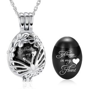Kal-Collier Urne En Forme De Goutte En Forme De Papillon Pour Cendres En Acier Inoxydable - Mini Urne Souvenir Creuse Pour Homme Et Femme - Neuf