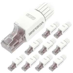 Connecteur RJ45 Sans Outil,Fiche De Terminaison De Terrain RJ45 Cat 6,Fiche modulaire plaqu&eacute; or,Connecteur UTP CAT6 sans outil pour c&acirc;ble r&eacute;seau CAT6,CAT5E,23-26 AWG 1Gbps lot de 10 - Neuf