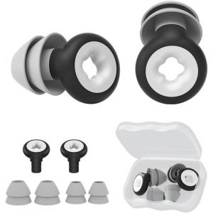 KALANKA-Boule Quies pour Dormir, Bouchon Oreille Piscine, Bouchons Doreilles Anti Bruit, Réutilisable Boule Quies, avec 2 Paires Têtes Remplacement, pour Dormir, la Concentration, Etude (Noir) - Neuf