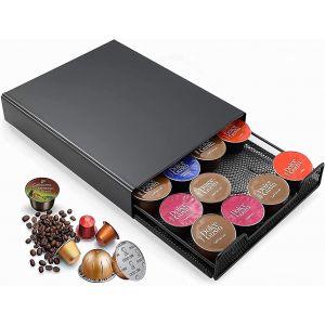 CMWS-Dolce Gusto Tiroir à capsules Oringinaline Support pour Capsules de café 20 capsules en métal avec pieds antidérapants Noir - Neuf