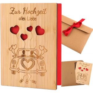 CHECARZHN--NO1-Carte De Voeux En Bois Mariage,Carte De Voeux En Bois Avec Enveloppes Pour Les Anniversaires,Carte Mariage Félicitation,Cadeau Mariage Pour Anniversaire,Les Mariages,Mariage Cadeau,Sai - Neuf