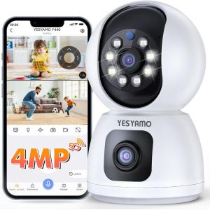 CHECARZHN--NO1-2.5K 4Mp Caméra Surveillance Wifi Intérieure 360°, Caméra Bébé/Animaux Avec Wifi 2.4G/5G, Vision Nocturne Intelligente, Détection De Personne Et Suivi Auto, Audio Bidirectionnel - Neuf