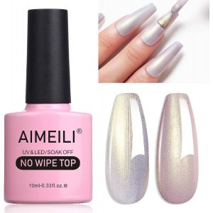 Kal-2 En 1 Brillant Perle Top Coat Vernis À Ongles Gel Semi Permanent Nacré Glitter Finish No Wipe Top Coat Longue Durée 10ml -12 - Neuf
