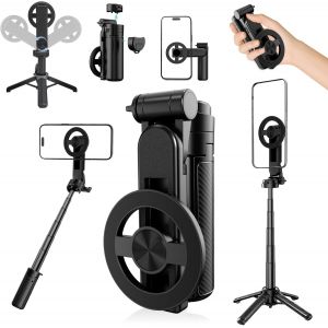 LORANKA-Perche &agrave; selfie magn&eacute;tique multifonction 4 en 1, tr&eacute;pied rotatif &agrave; 360&deg; avec t&eacute;l&eacute;commande sans fil compatible iPhone et Android, support de t&eacute;l&eacute;phone pour enregistrement vid&eacute;o et vlogging &iquest; V - Neuf